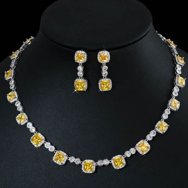 Luxury cubic zircon diamond necklace set wedding necklace