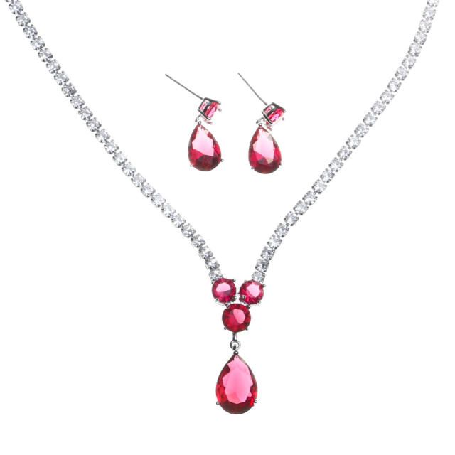 Luxury drop cubic zircon diamond necklace set