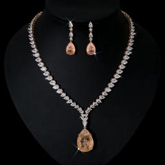 Hiphop colorful cubic ziron wedding necklace set