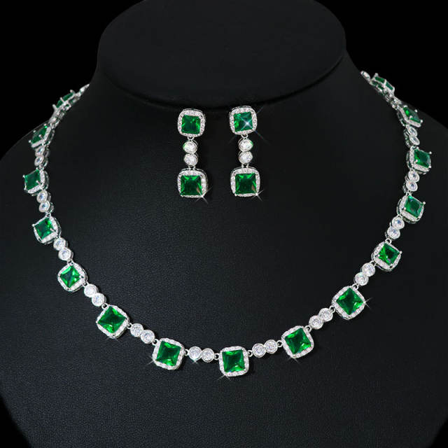 Luxury cubic zircon diamond necklace set wedding necklace