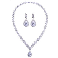 Delicate color cubic zircon drop diamond necklace set