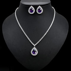 Korean fashion concise drop diamond necklace set