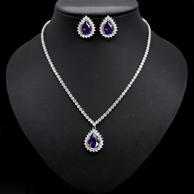 Korean fashion concise drop diamond necklace set