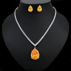 Color cubic zircon drop diamond necklace set