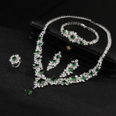 Luxury pave setting color cubic zircon necklace set