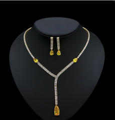 Delicate colorful cubic zircon diamond necklace set