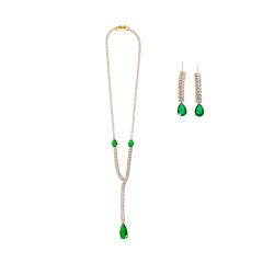 Delicate colorful cubic zircon diamond necklace set