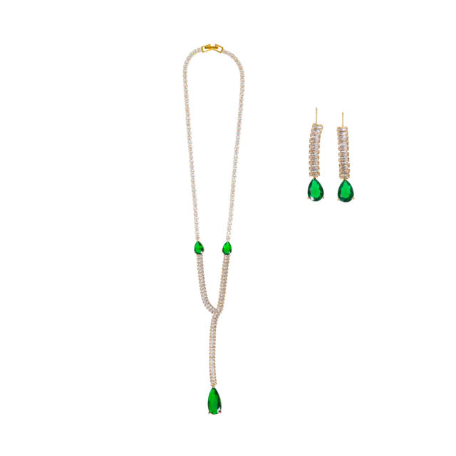 Delicate colorful cubic zircon diamond necklace set