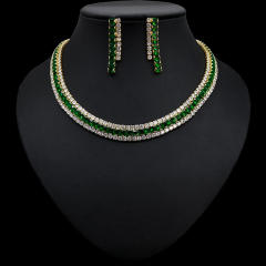 Pave setting diamond colorful necklace set