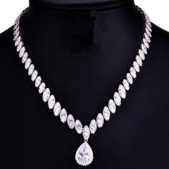Delicate color cubic zircon drop diamond necklace set