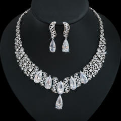 Luxury vintage pave setting diamond necklace set