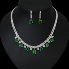 2pcs easy match colorful diamond necklace set