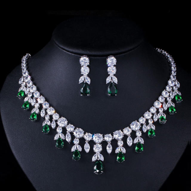 AAA luxury cubic zircon statement diamond necklace set
