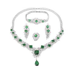 Luxury pave setting color cubic zircon necklace set