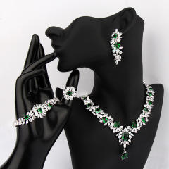 Luxury pave setting color cubic zircon necklace set