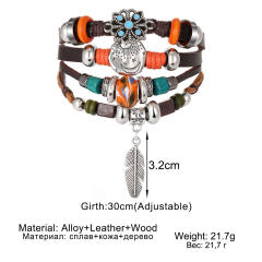 PU leather layer bracelet for men