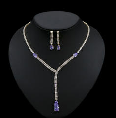 Delicate colorful cubic zircon diamond necklace set