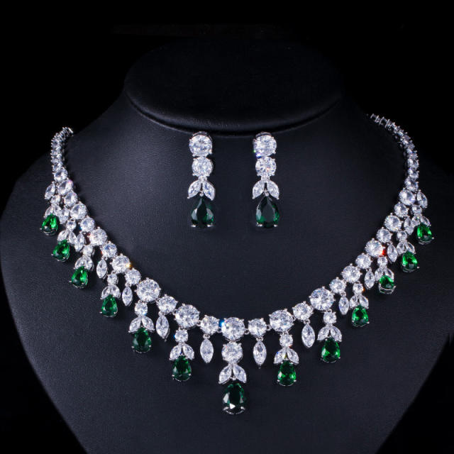 AAA luxury cubic zircon statement diamond necklace set