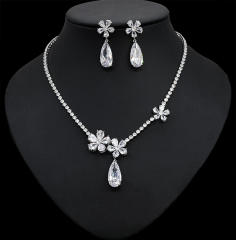 Luxury diamond drop flower diamond necklace set