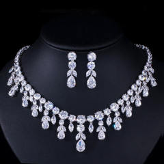 AAA luxury cubic zircon statement diamond necklace set
