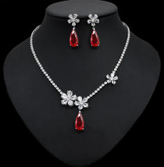 Luxury diamond drop flower diamond necklace set