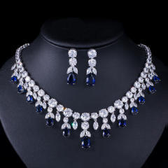 AAA luxury cubic zircon statement diamond necklace set