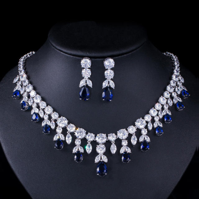 AAA luxury cubic zircon statement diamond necklace set