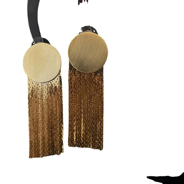 Vintage 18K real gold plated chain tassel earrings