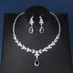 AAA cubic zircon sapphire drop wedding necklace diamond necklace