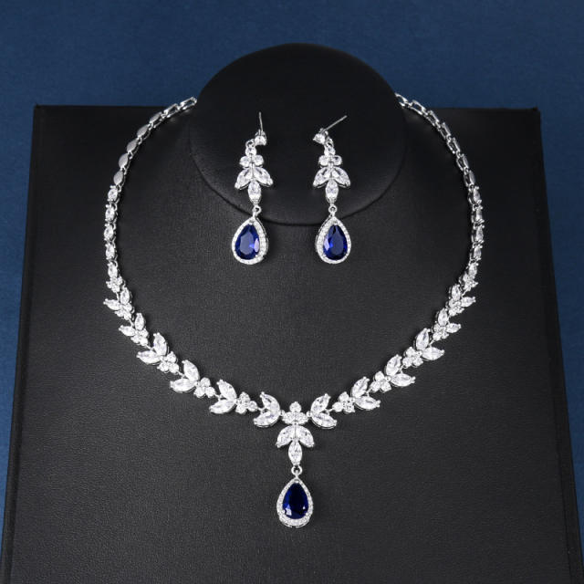 AAA cubic zircon sapphire drop wedding necklace diamond necklace