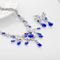 Luxury colorful cubic zircon diamond necklace set