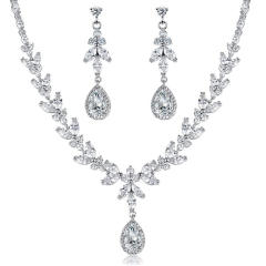 AAA cubic zircon sapphire drop wedding necklace diamond necklace