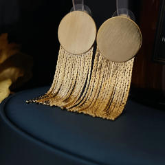 Vintage 18K real gold plated chain tassel earrings