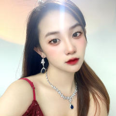 AAA cubic zircon sapphire drop wedding necklace diamond necklace