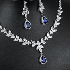 AAA cubic zircon sapphire drop wedding necklace diamond necklace