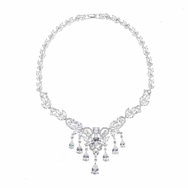 Luxury colorful cubic zircon diamond necklace set