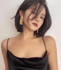 Vintage 18K real gold plated chain tassel earrings