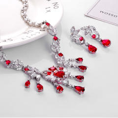 Luxury colorful cubic zircon diamond necklace set