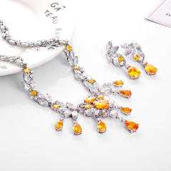 Luxury colorful cubic zircon diamond necklace set