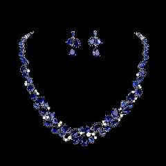 White and blue color cubic zircon diamond necklace set
