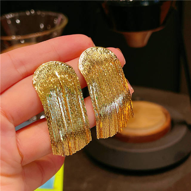 24K real gold plated short tassel earrings