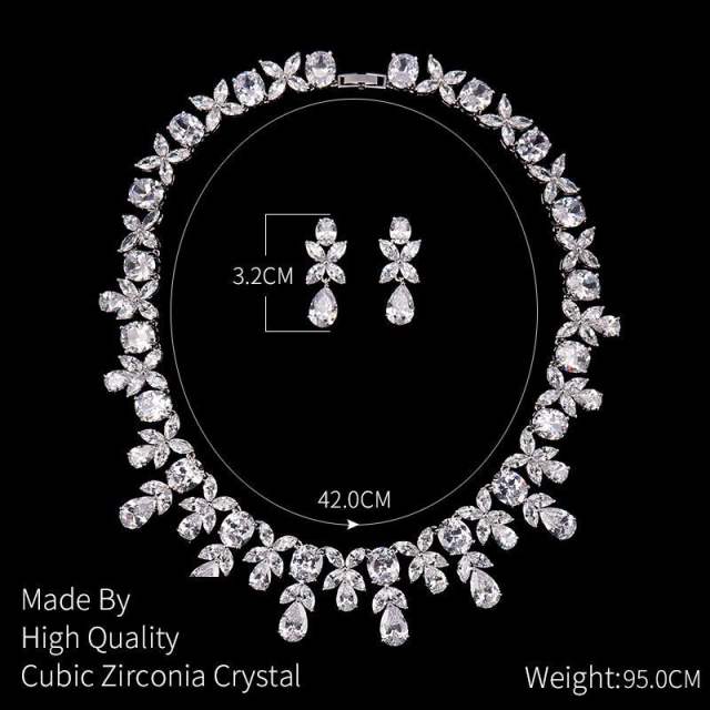Top quality AAA cubic zircon diamond necklace set