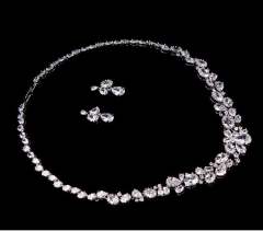 White and blue color cubic zircon diamond necklace set