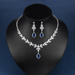 AAA cubic zircon sapphire drop wedding necklace diamond necklace