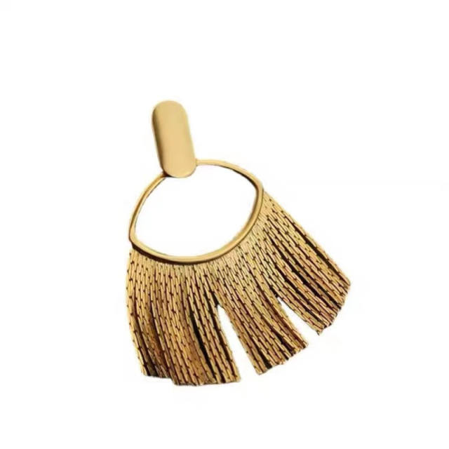 18K real gold plated geometric tassel earrings