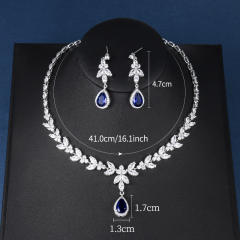 AAA cubic zircon sapphire drop wedding necklace diamond necklace