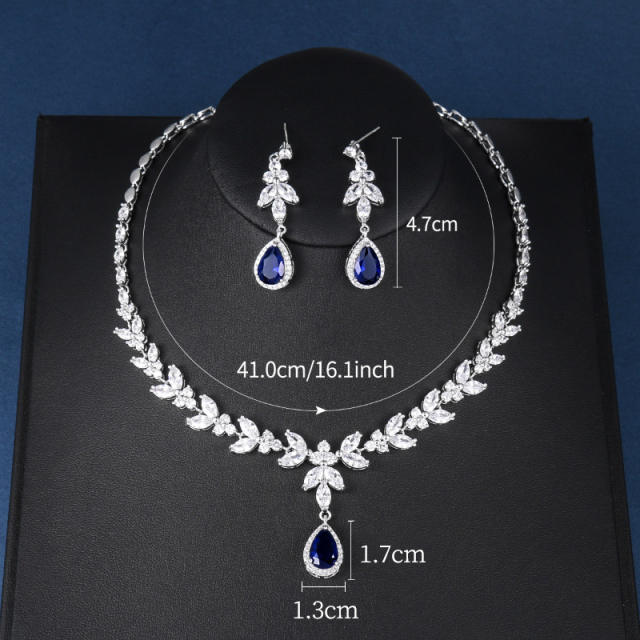 AAA cubic zircon sapphire drop wedding necklace diamond necklace
