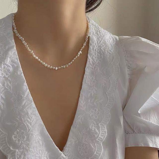 14K tiny water pearl beads choker necklace