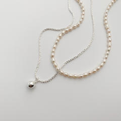 Natural water pearl bead two layer necklace