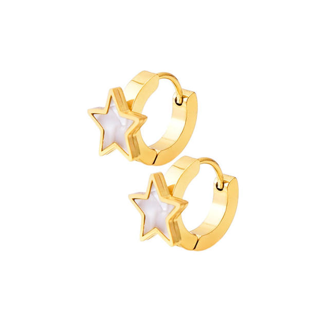 Korean fashion geometric shape stainless steel earrings huggie earrings